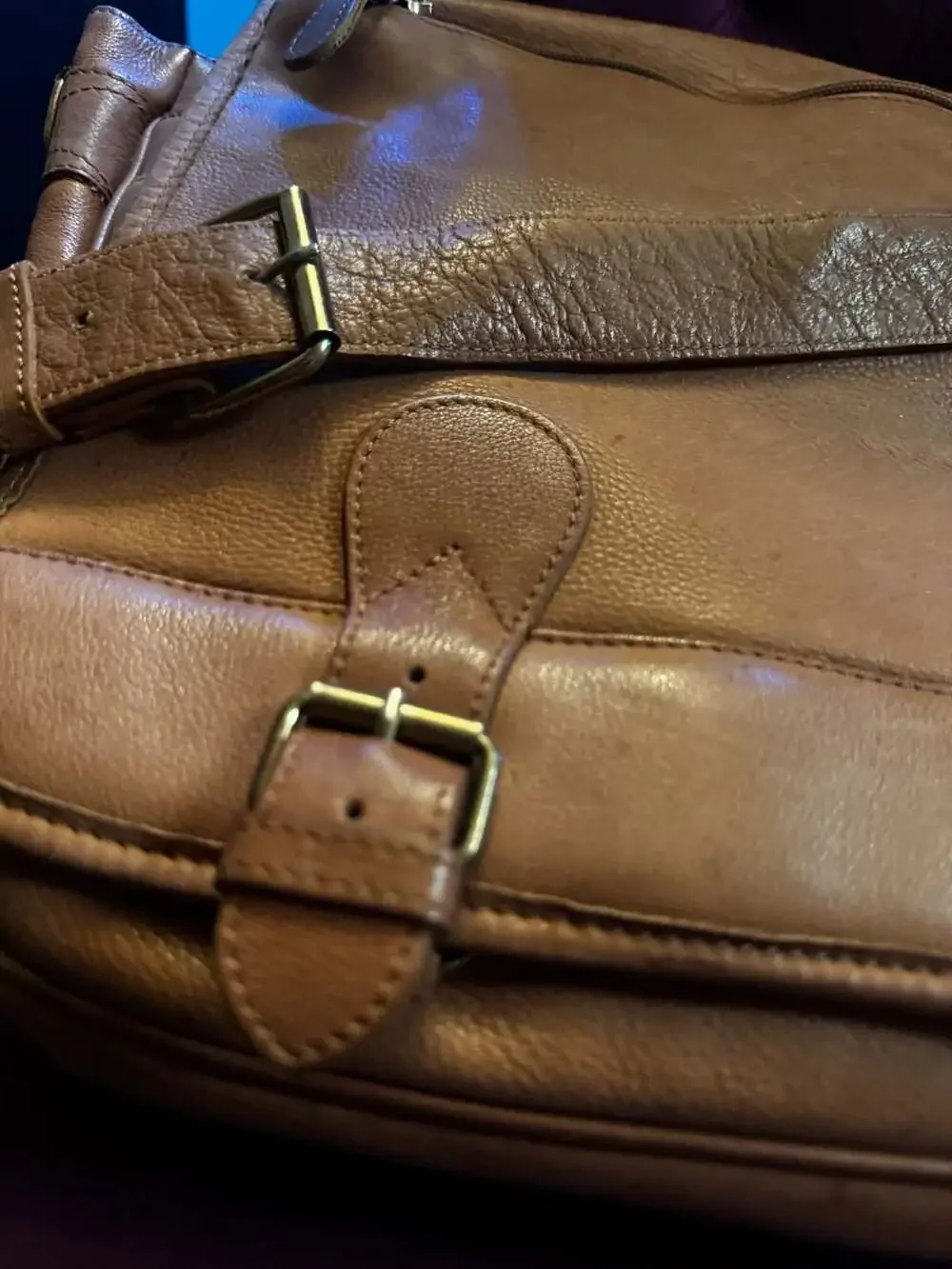 Vintage Boulder Ridge Leather Glove Tanned Leather Briefcase Shoulder Bag Tan